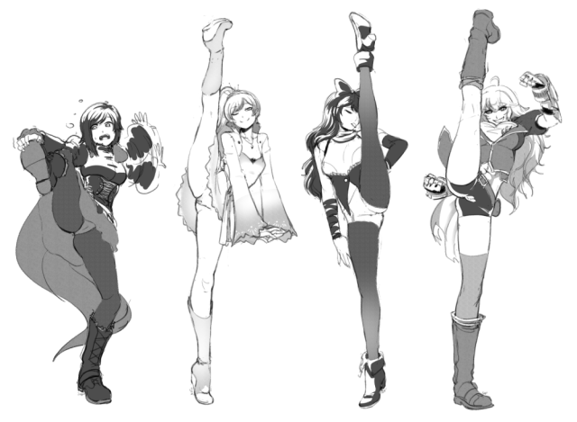 blake belladonna+ruby rose+weiss schnee+yang xiao long